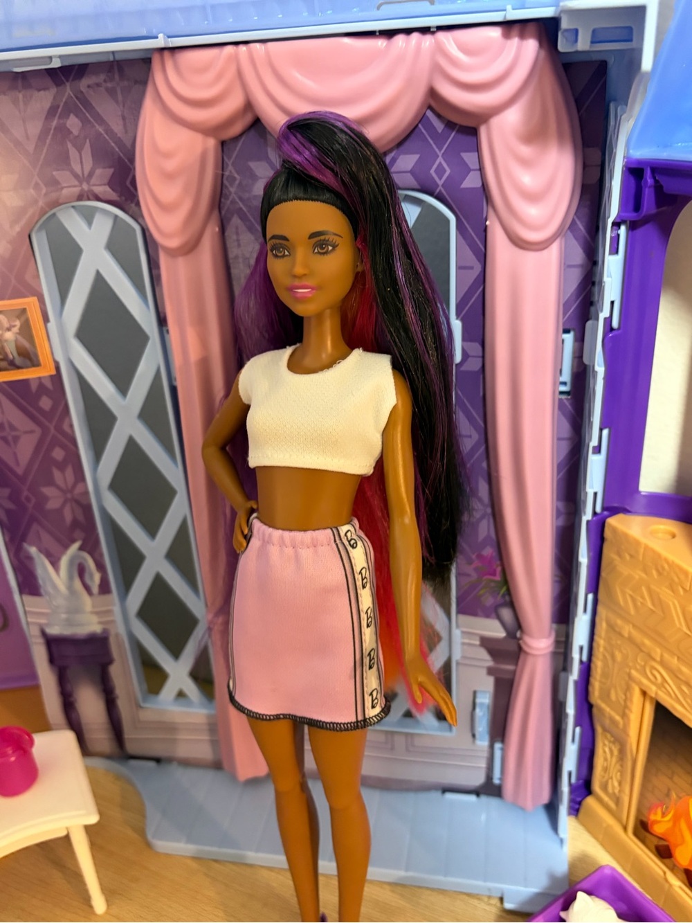 Barbie Pink Mini Skirt with Side Button Trim
